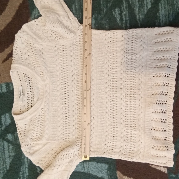 Madewell Scalloped Trim Sweater Croche Baloon Sleeves 2025 Womens Small - Picture 9 of 11